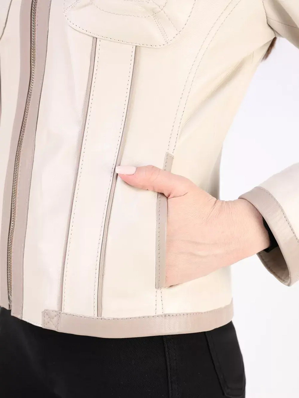 Кожаная куртка осень натуральная с капюшоном