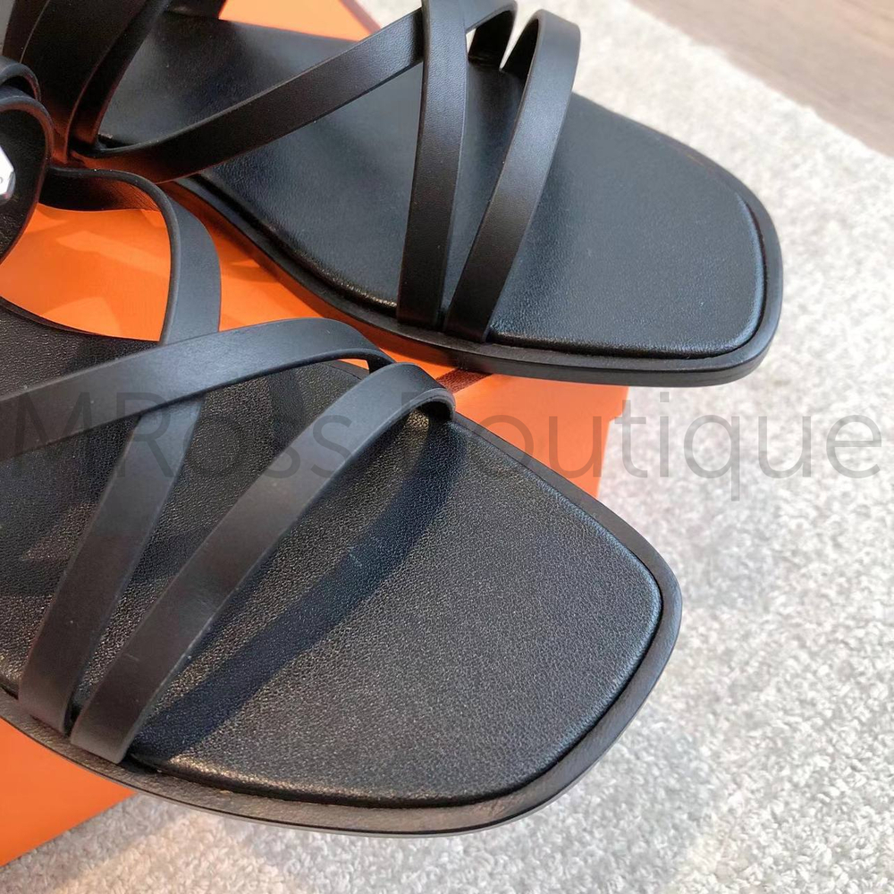 Сандалии Hermes June женские кожаные в черном цвете