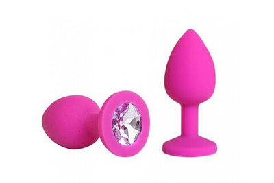 Маленькая розовая пробка с нежно фиолетовым кристаллом ONJOY Silicone Collection (Цвет: розовый с фиолетовым)