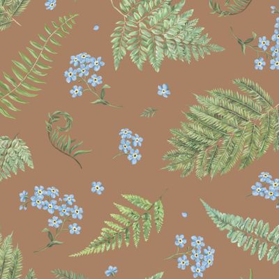 Папоротники и незабудки (терракотовый)