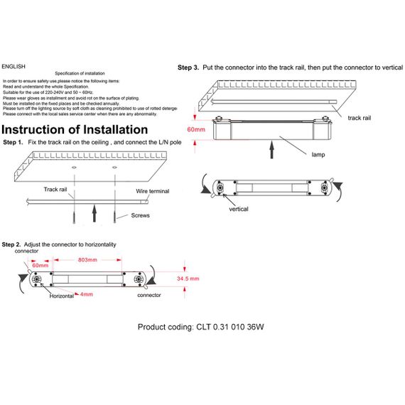 Трековый светодиодный светильник Crystal Lux CLT 0.31 010 36W BL M4000К
