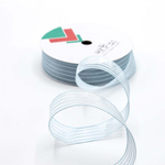 Лента Органза 2,5см х 22м в полоску (Люкс) (Голубой)