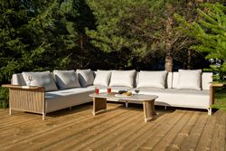 "Мальдивы" трансформирующаяся лаунж-зона из искусственного ротанга, цвет соломенный