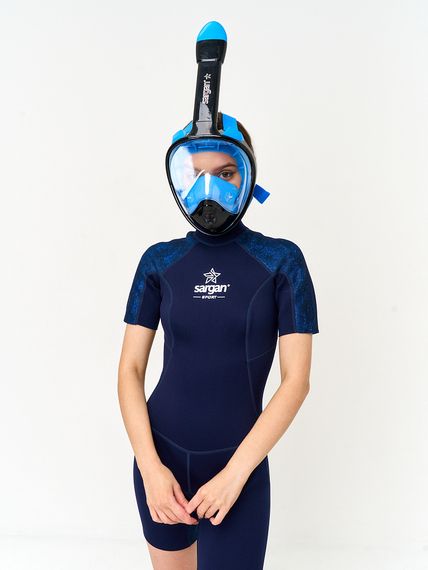 Маска полнолицевая Sargan Планета океан 2.0 черный/голубой