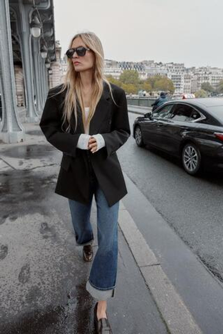 ZARA ДВУБОРТНЫЙ БЛЕЙЗЕР ОВЕРСАЙЗ, ЧЕРНЫЙ