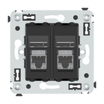 Компьютерная розетка RJ-45 в стену, кат.6 экранированная двойная,"Avanti", "Черный матовый"