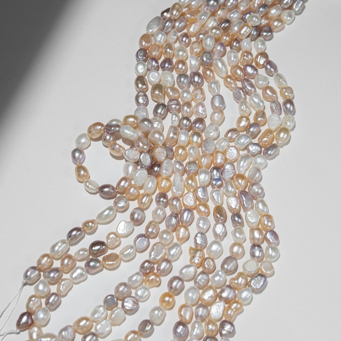 Жемчуг культивированный фриформ, пудровый микс, 6-7*8-10мм