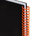 Тетрадь обложка пластик, А4 80 л., спираль пластик, резинка, клетка, BRAUBERG, черный/оранжевый, 405382