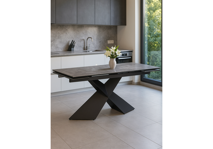 Керамический стол Woodville Хасселвуд 160(220)х90х77 baolai, черный, ножки черные