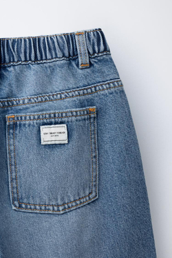 ZARA ДЖИНСЫ BALLOON-FIT, ВЫЦВЕТШИЙ СИНИЙ