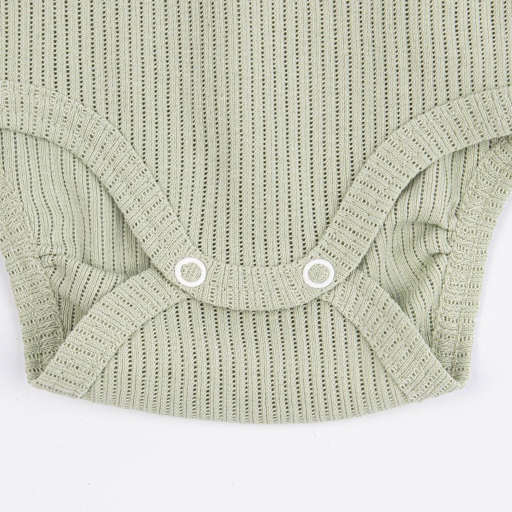 Боди с длинным рукавом и крылышками "Шалфей" из хлопка в рубчик 0-3 м