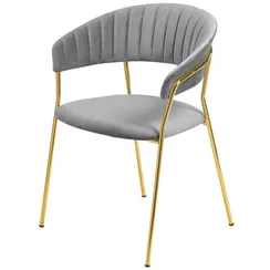 Стул Turin серый велюр с золотыми ножками
