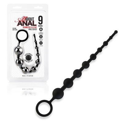 Черные силиконовые анальные бусы Silicone Anal Beads - 30 см. (Цвет: черный)