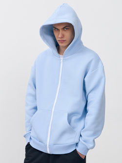 Худи зип с начесом (голубой)