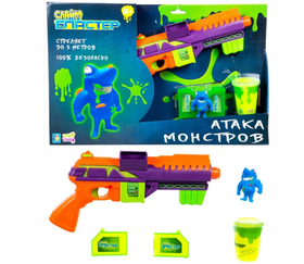Слайм Бластер Атака монстров в комплекте Бластер мишень слизь 120г 1toy Т15830