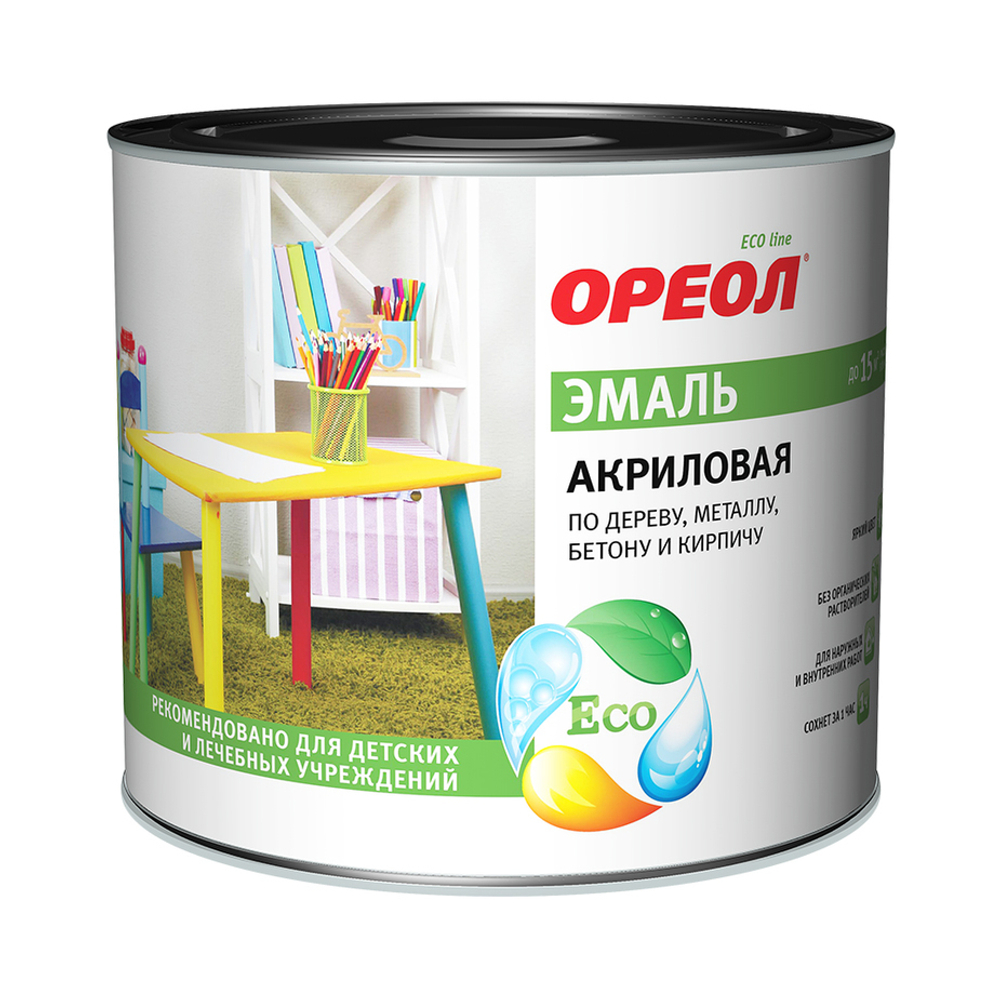 Эмаль универсальная акриловая Ореол глянцевая голубая 1,9 кг