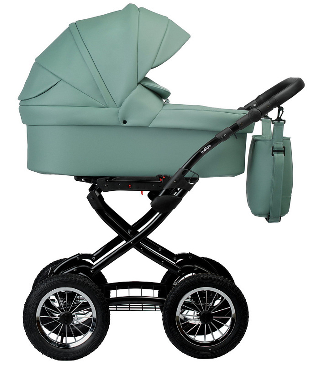 Детская коляска Indigo Barbara Eco Classic 3 в 1 с автокреслом Avionaut Cosmo Be01 шалфей кожа