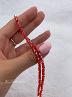 Бусины стеклянные биконусы на нити красные