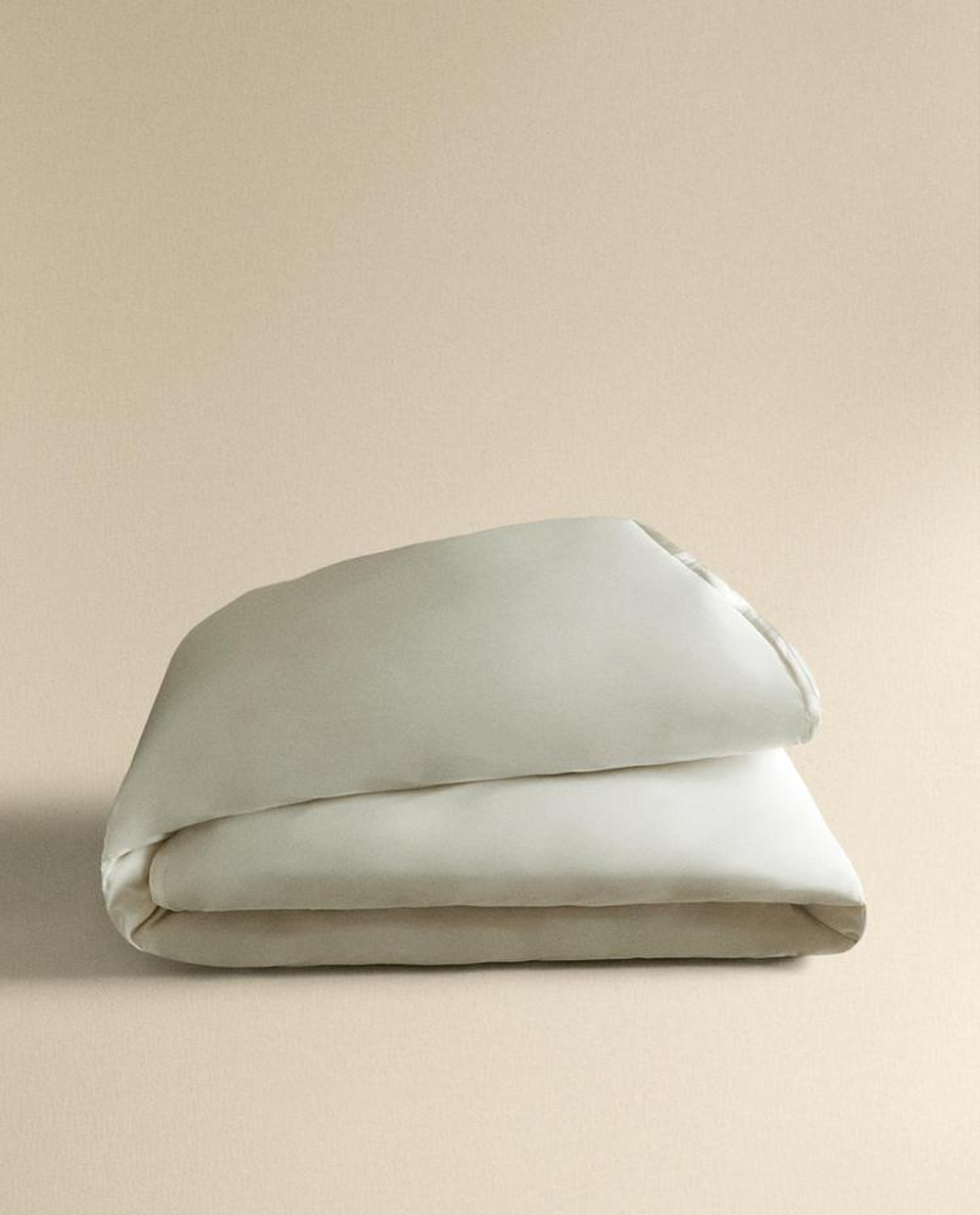 ZARA HOME САТИНОВЫЙ ПОДОДЕЯЛЬНИК С ШЕЛКОВОЙ КАЙМОЙ, ЗЕЛЕНЫЙ