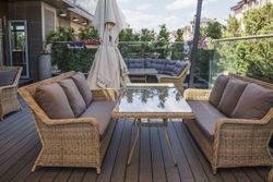 "Гляссе" диван трехместный из искусственного ротанга, цвет соломенный