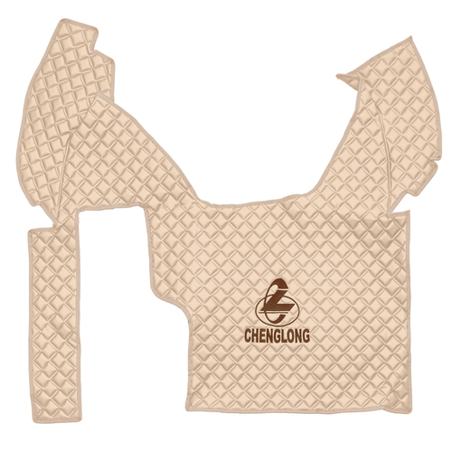 Ковры CHENGLONG (экокожа, бежевый, бежевый кант, коричневая вышивка)