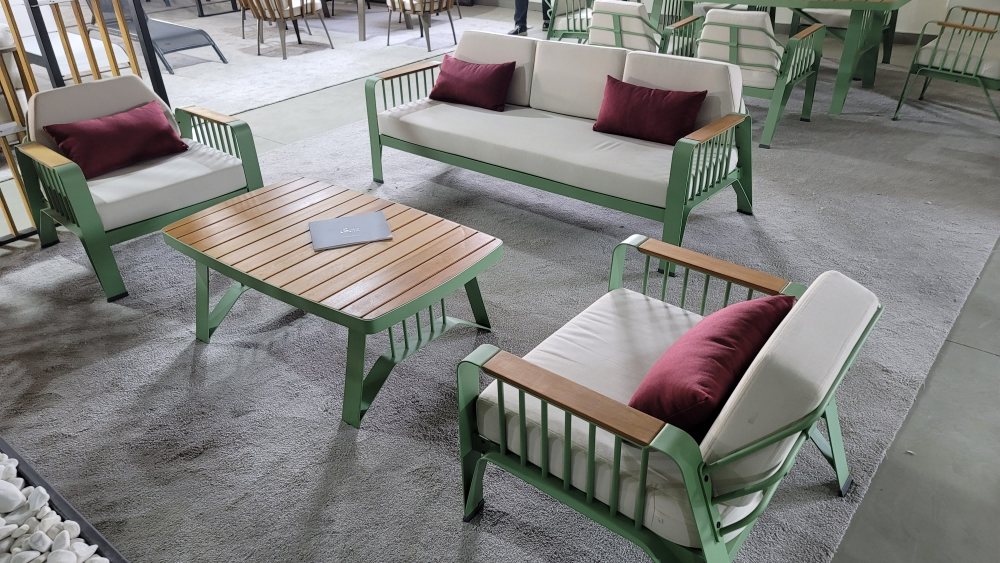 Комплект мебели Ocean Seating Set. Алюминий, ироко. Шалфейно-мятный. Поставка 45 дней.