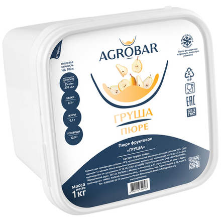 Пюре Груша, замороженное, Agrobar 1 кг
