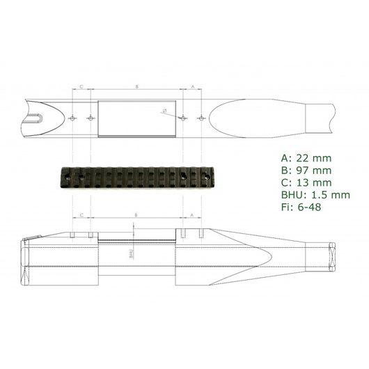 Планка APEL на VERNEY-CARRON L E=97 - Picatinny  (83-00226)