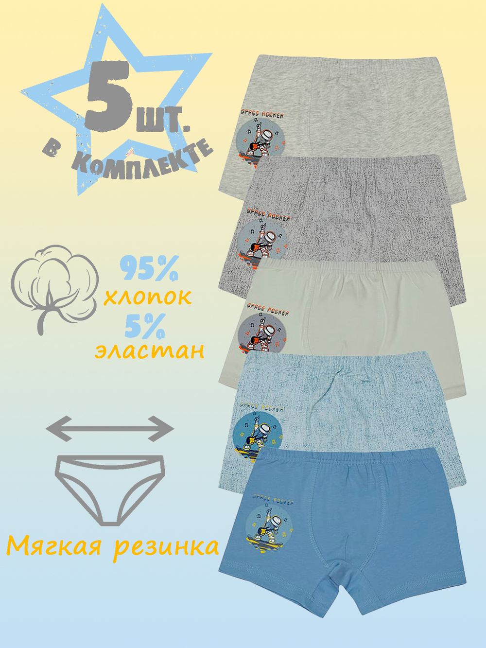 Боксеры для мальчика (5 штук в упаковке)