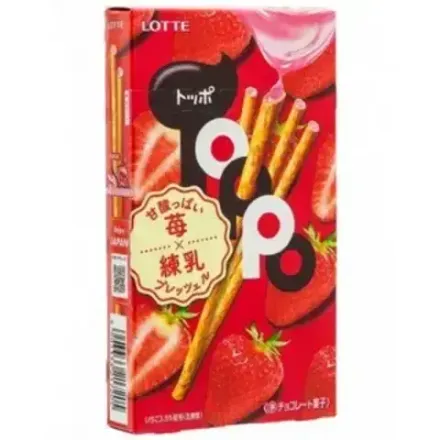 Палочки бисквитные "ТОППО" с клубничной начинкой, Lotte 40гр