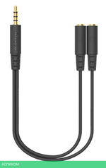 Адаптер аудио A4Tech 2xJack 3.5 (f)/Jack 3.5 (m) 0.2м черный (AD-3P)
