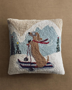 ZARA HOME РОЖДЕСТВЕНСКИЙ ЧЕХОЛ НА ПОДУШКУ С ВЫШИВКОЙ "ТАКСА", ЭКРЮ