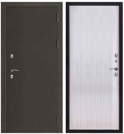 Фото входной уличной двери Regidoors Термо 3 антик тёмное серебро ПВХ меламин венге светлый