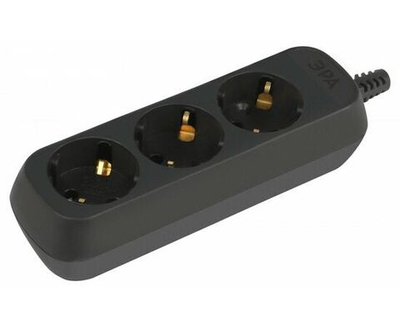 Колодка удлинителя 3-м с заземл. черн. KX-3e-B Эра Б0061718