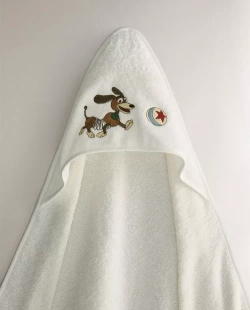 ZARA HOME ДЕТСКОЕ МЯГКОЕ ПОЛОТЕНЦЕ С КАПЮШОНОМ TOY STORY ©DISNEY, ЖЕЛТОВАТО-БЕЛЫЙ