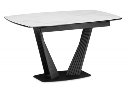 Стол стеклянный Woodville Вейл 140(180)х80 кристл статуарио, черный