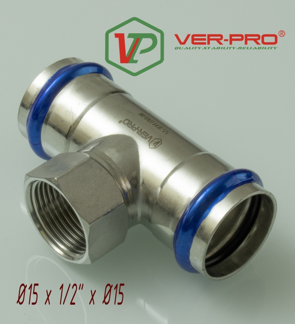 НЕРЖ Тройник  15*1/2 г.*15  "VER-PRO"  (60/5шт)