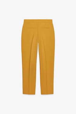 ZARA БРЮКИ СЛИМ С ВЫСОКОЙ ПОСАДКОЙ, ГОРЧИЧНЫЙ