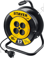 STAYER S 207 ПВС 2х0.75 20м 2200Вт, Удлинитель на катушке (55073-20)