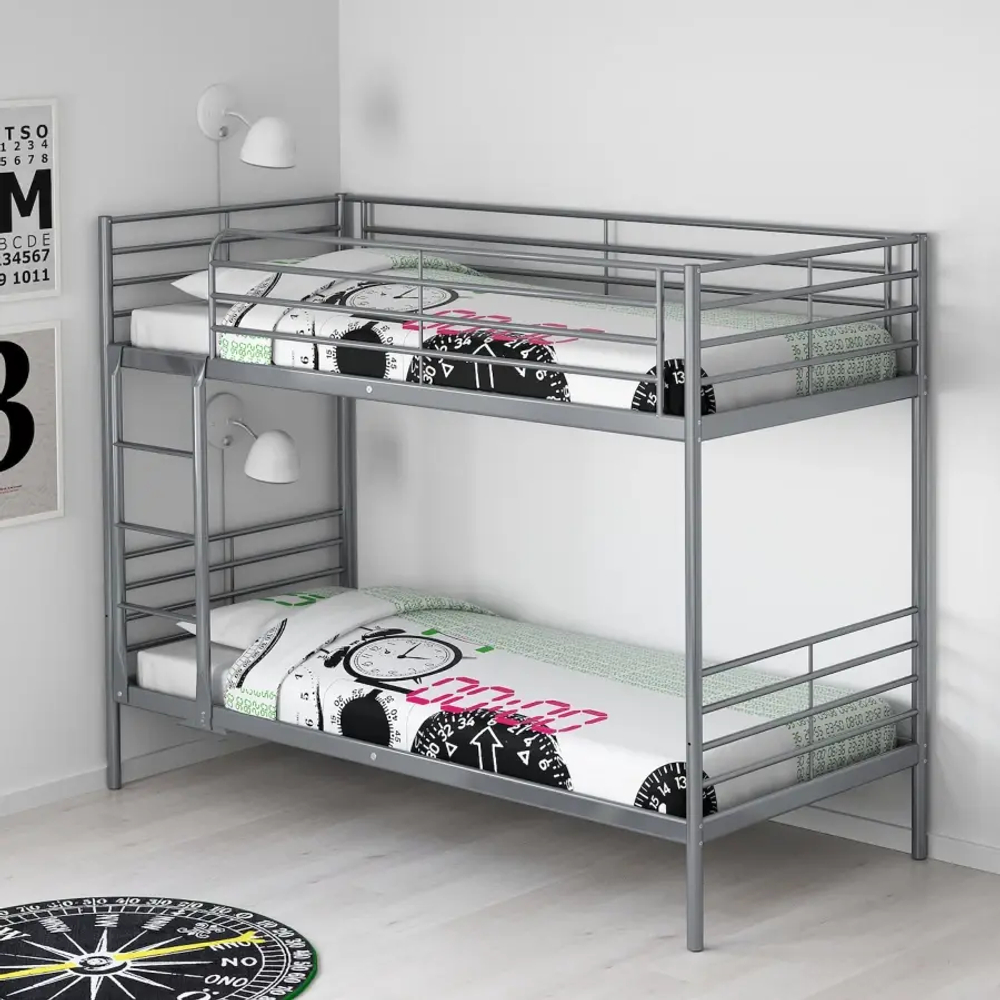 Кровать двухъярусная - IKEA SVÄRTA/SVARTA/СВЭРТА ИКЕА, 90x200см, серый