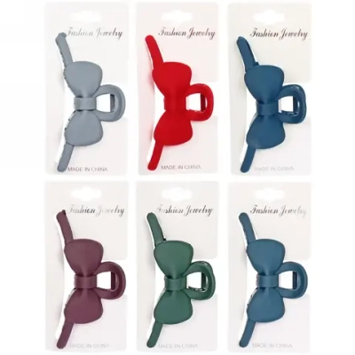 Заколка-краб для волос на блистере «Style Matte», бантик, микс 6 цветов, 11см