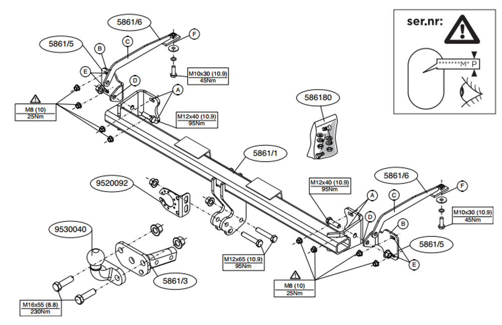 Фаркоп Brink (Thule) 586100 для Ford Transit Connect (2013 - )(паспорт и сертификат в комплекте)(без электрики)