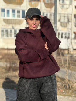 Худи -пальто /бордовый