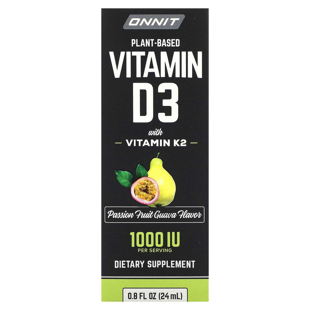 Onnit, Растительный витамин D3 с витамином K2, гуава из маракуйи, 1000 МЕ, 24 мл (0,8 жидк. унц.)