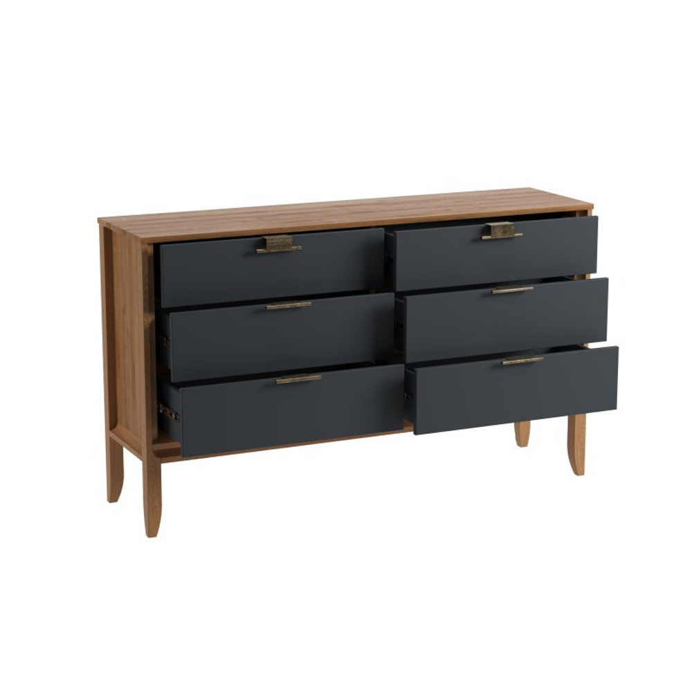 Комод «Бридж» 6 ящиков браун/серый 7012