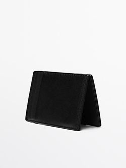 Massimo Dutti Вертикальный кошелек из кожи наппа «волшебный», черный