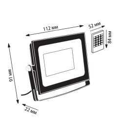 ULF-F60-20W-RGB IP65 200-240В BLACK Прожектор светодиодный. Мультиколор. Пульт ДУ в-к. Корпус черный. TM Uniel