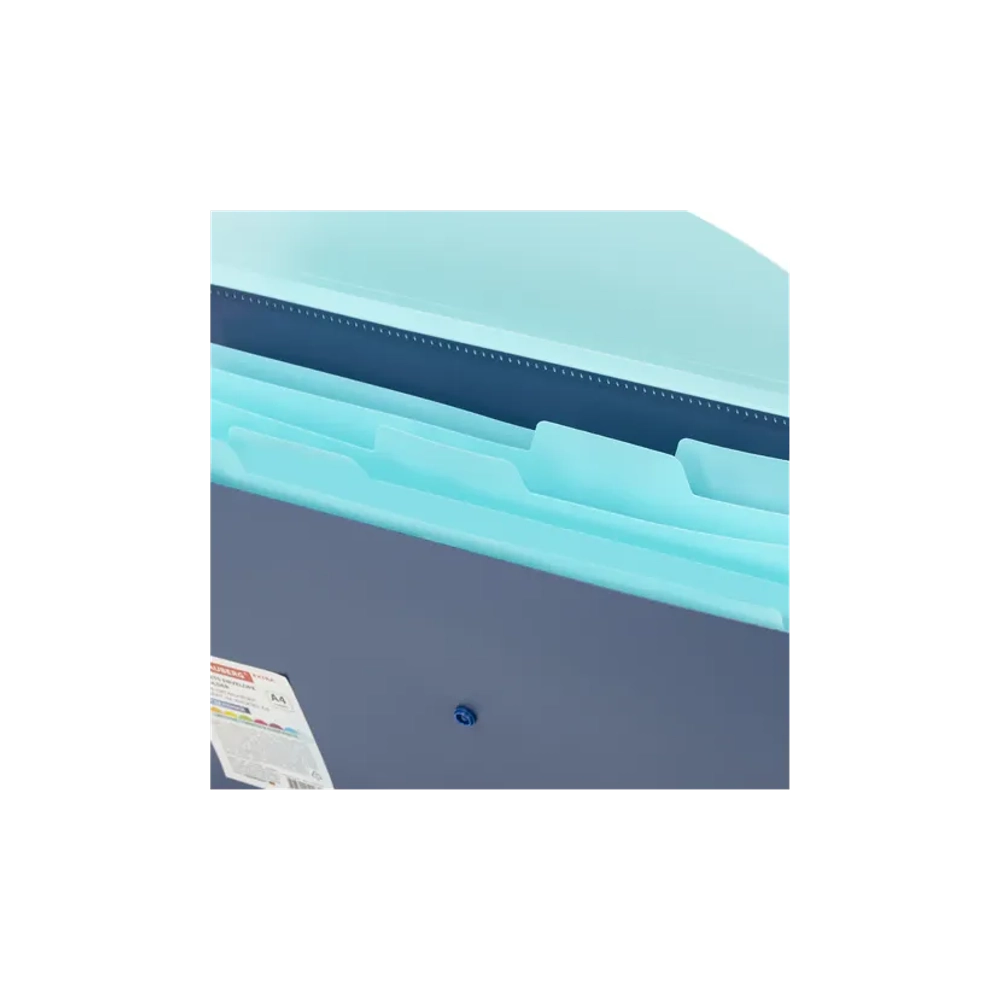 Папка на кнопке А-4 6 отделений, BRAUBERG "Extra", синяя с голубым, 274103