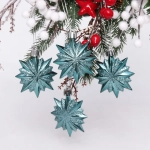 Ёлочные игрушки «Таинственное очарование» Звезда остроконечная 6 см (набор 4 шт), темный нефрит