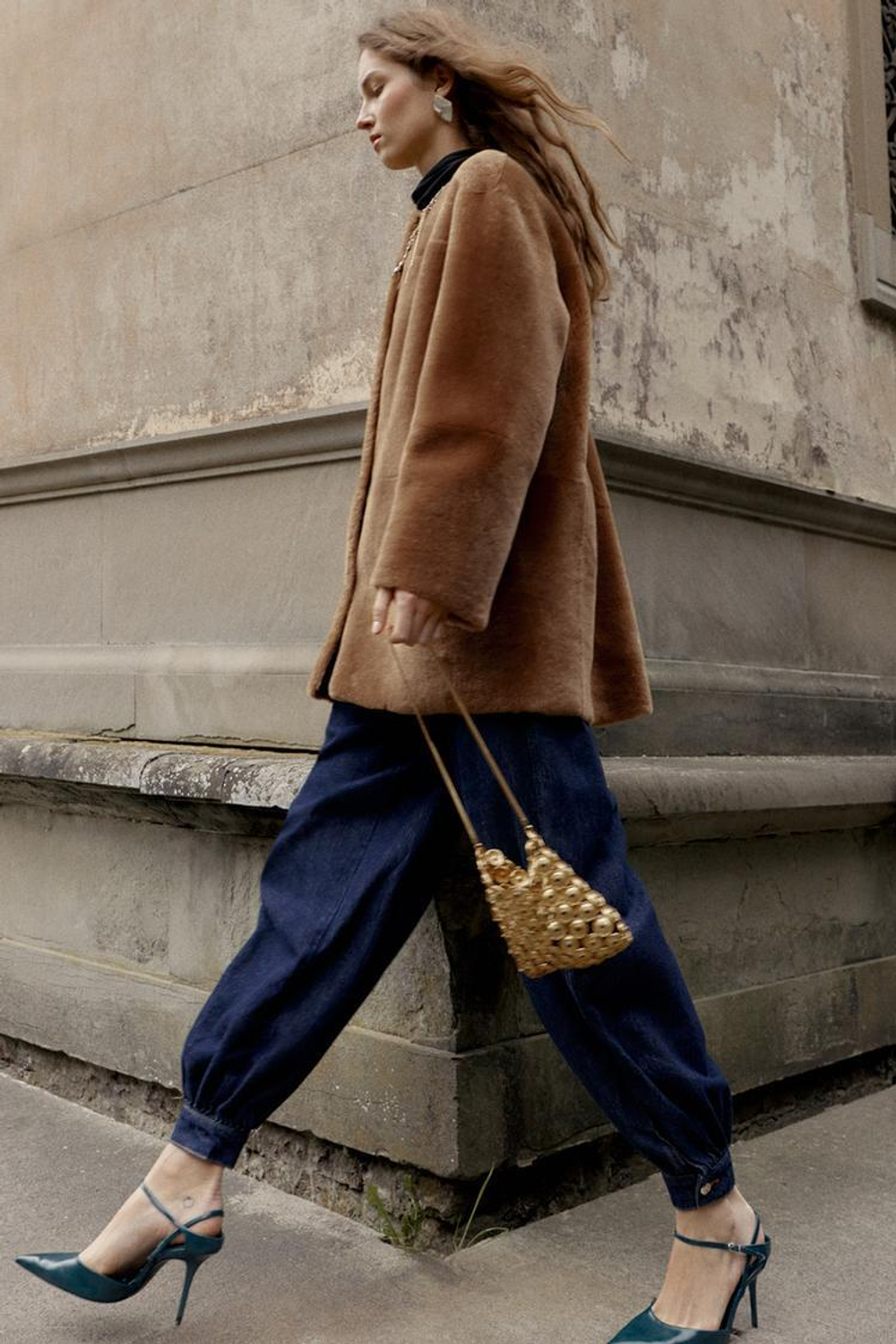 ZARA ДВУСТОРОННЕЕ ПАЛЬТО ИЗ 100% КОЖИ, КОРИЧНЕВЫЙ